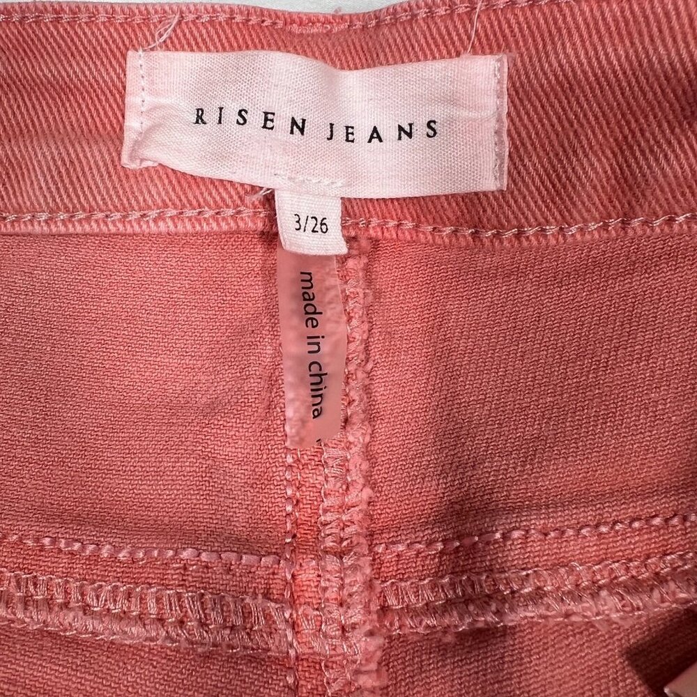Risen Los Angeles Womens Coral Denim Patch Pocket Bell Bottom Jeans Size 3/26 - Picture 11 of 16
